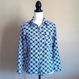 Notations woman's utility shirt button front with roll up sleeves shirt sz small